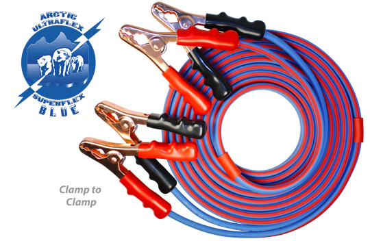 Polar Wire's stock and custom jumper cables are made with Arctic Superflex Blue double conductor cable